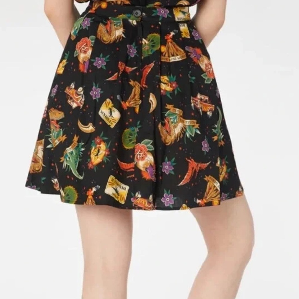 Dangerfield Pleated Dinosaur Print Skirt NWT